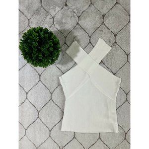 DAIMARAN Sao Paulo Women's Fashion Tank Top Criss Cross Sleeveless White Size S